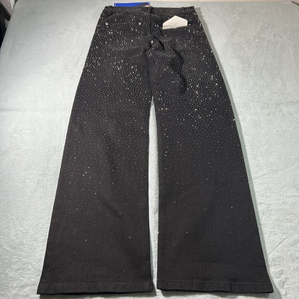 Y2K 2000s Rhinestone Beyond Baggy Jeans Womens Sz 3 30x32 Loose Wide Deadstock